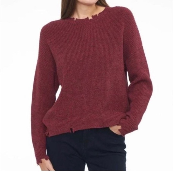 Pistola Eva Distressed Cotton Crew Neck Pullover, Cherry Black Marl, XL, NWT - Picture 2 of 12